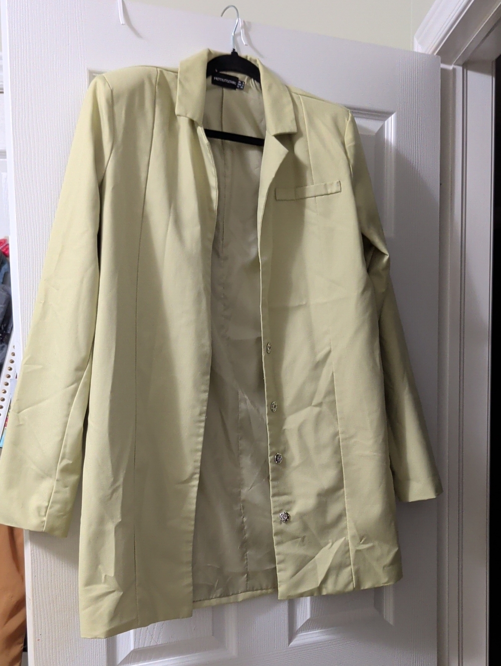 PrettyLittleThing Light Yellow Single-Breasted Blazer